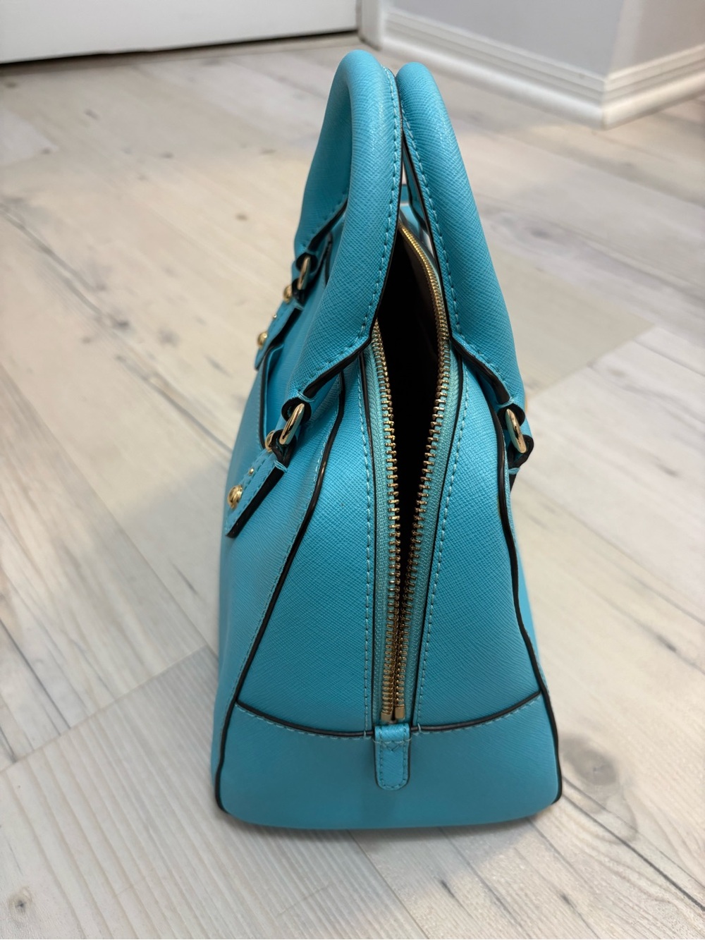 Bright Blue Michael Kors Medium Leather Satchel - Picture 4 of 9